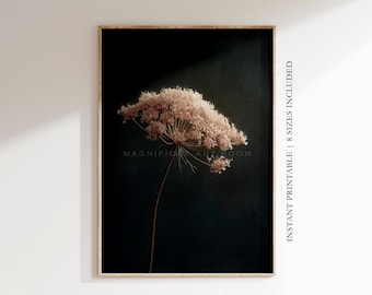 Art mural imprimable fleurs sauvages foncées | Impression de fleurs botaniques Moody | Décoration florale antique rustique | Téléchargement numérique vintage minimaliste F125 |
