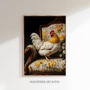 Hahn Poster zum Downloaden Rustikaler Landhaus Tierdruck | Vintage Huhn Digitaler Download S787