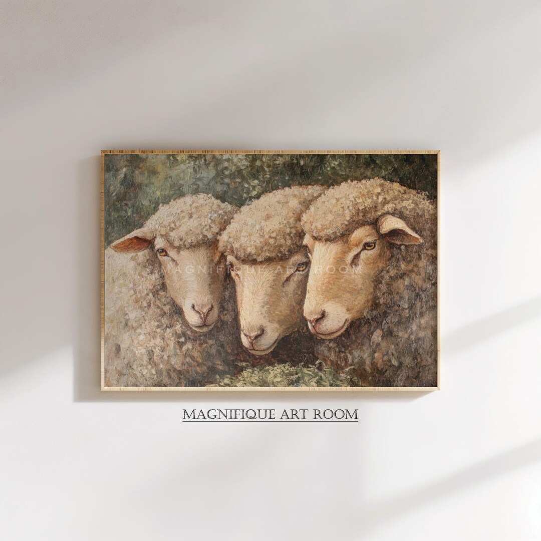 Printable Sheep Wall Art Easter Farmhouse Animal Print | Rustic Spring ...