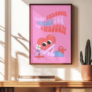 Stampa artistica con citazione edificante: Cuore con mentalità positiva (download digitale)
