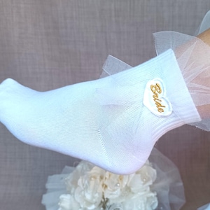 Custom Bride Ankle Socks,  Personalized Wedding Socks, Bridal Party Socks, Engagement Socks, Bachelorette Favor Sock
