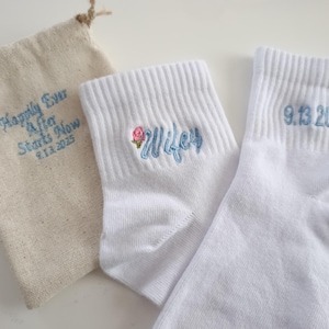 Something Blue Embroidered Wedding Socks with Keepsake Pouch