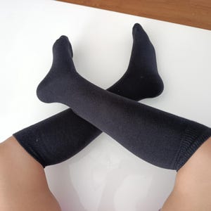 Black Over the Knee Socks,White Long Soft Socks for School, Cozy Cotton Socks for Women