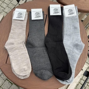 4-Pair Wool Socks | Pure Wool Winter Socks ,Warm Hiking Socks, Black, Cream, Grey,Merino Wool Boot Socks for Men & Women,Cozy,christmas gift