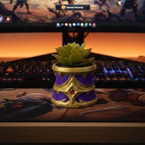 World of Warcraft inspired succulant planter (plant included) Purple