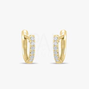 Handmade Diamond Mini Huggie Earrings 14k 18k Solid Gold 7mm Tiny Hoops