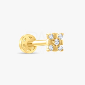 18k Diamond Tragus Piercing, 14k Solid Gold Diamond Tragus Kolczyk, Natural Diamond Tragus Kolczyk, Cartilage Gold Tragus Piercing