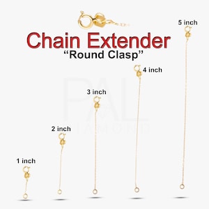 18k Solid Gold Chain Extender, 14k Adjustable Chain Extender, Removable Chain Extender for Necklace, Round Clasp Chain Extender