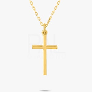 18k Gold Kreuz Halskette, 14k Solid Gold Kreuz Halskette für Frauen, Gold Kreuz Halskette für Männer, Solid Gold Religiöser Schmuck, Kreuz Anhänger