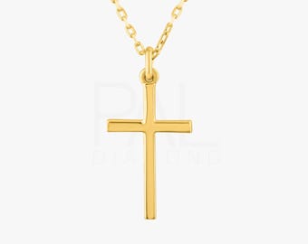 18k Gold Cross Necklace, 14k Solid Gold Cross Necklace for Women, Gold Cross Necklace for  Men, Solid Gold Religious Jewelry, Cross Pendant
