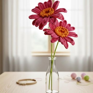 Gehaakt bloemenpatroon gerbera: eenvoudige amigurumi (Engelstalig pdf-patroon)