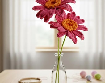 あみぐるみガーベラの花の編み図、ガーベラの花の編み図、かぎ針編みの