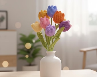 Patrón de tulipán a crochet: Ramo de flores DIY (Patrón PDF)