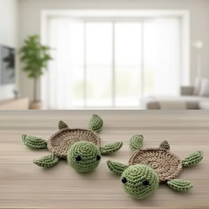 Häkelanleitung für Schildkröten-Untersetzer: Amigurumi No-Sew Design (PDF)