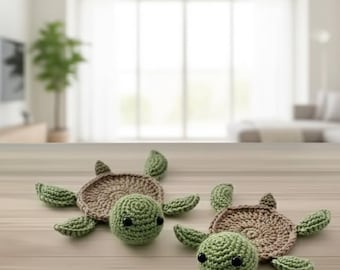 Crochet Turtle Coaster Pattern: Amigurumi No-Sew Design (PDF)