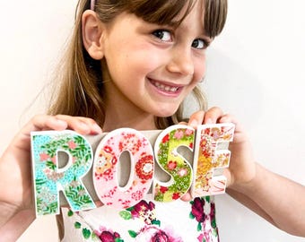 Personalised Name Letters | Kids Room Decor | Nursery Decor | Custom Name - Turquoise/Green/Pink Mix