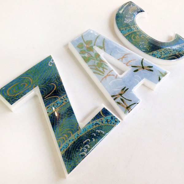 decorative letters for kid's room - ocean/light blue