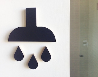 decor shower sign, plywood - black