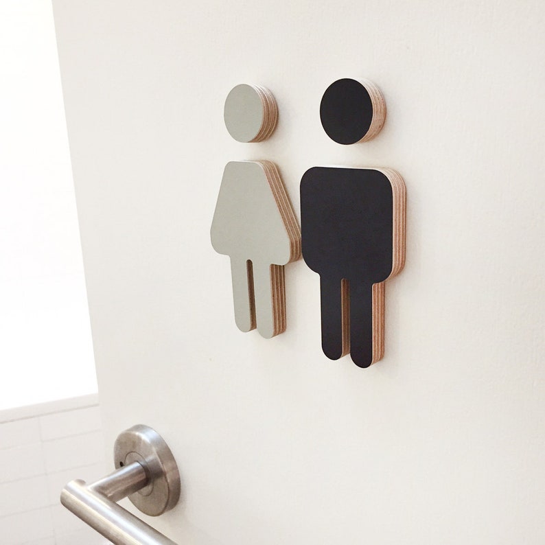 Decor bathroom sign, Small plywood Sage Green/black/white image 4