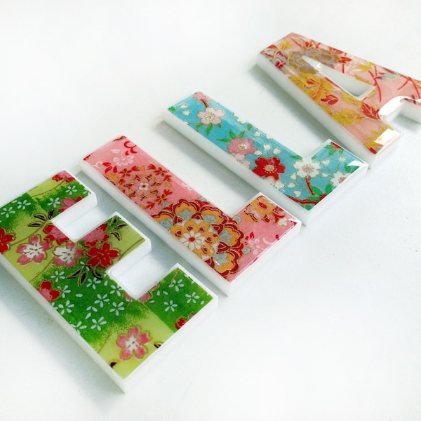 decorative letters for kid's room - turquoise/green/pink