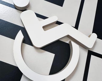 Disable bathroom sign, Plywood White