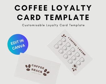 Printable Coffee Shop Loyalty Card Template - Editable Canva Design for Cafes