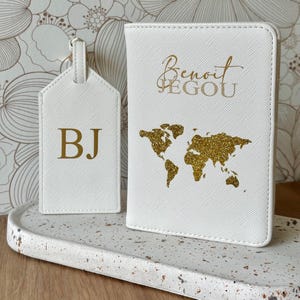 Protège pour passeport personnalisé prénom et nom - Étuis passeport pour voyage - Rangement document d’identité - Accessoire bagages