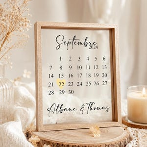 Cadre calendrier date importante à personnaliser (prénom/date et couleur au choix) - Cadeau mariage pacs ou couple d’amoureux