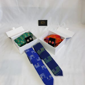 Neckties & Cufflink set, Ankara Necktie, Father&#39;s day gifts, Kente neckties, Ankara Cufflinks, Gift for Men, Kente gifts, African prints