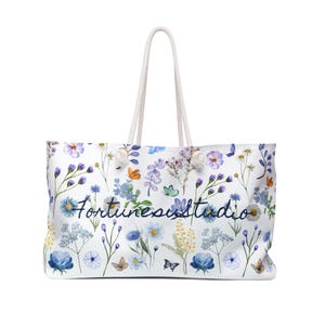 Personalized Floral Weekender Bag, Customized Duffle Bag, Monogram Travel Tote, Weekend Getaway Carry-On, Floral Duffel Bag