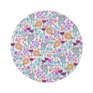 Gebloemd veldtapijt, tapijt uit de botanische omgeving, ronde vloermat, natuurhuisdecor, boho-chic accent, vloerkleed met bloemenpatroon