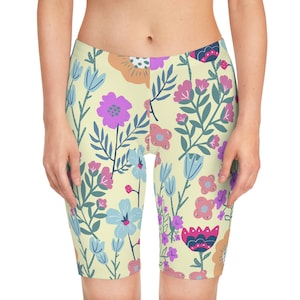Floral Women&#39;s Bike Shorts, Summer Workout, Yoga, Casual Wear, Activewear, Fitness Essentials, Festival Fashion