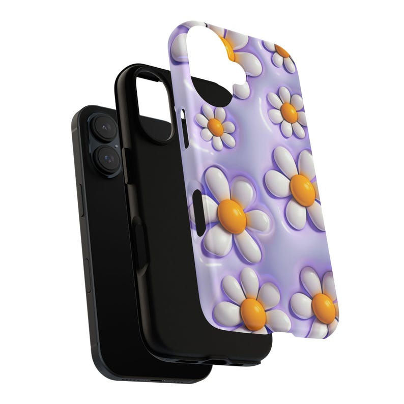 3D Daisy Phone Case | Puffy Lilac Flower Tough Case, Danish Pastel Aesthetic iPhone Samsung Cover, Cute Gift for Her image 7