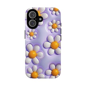 3D Daisy Phone Case | Puffy Lilac Flower Tough Case, Danish Pastel Aesthetic iPhone Samsung Cover, Cute Gift for Her image 5