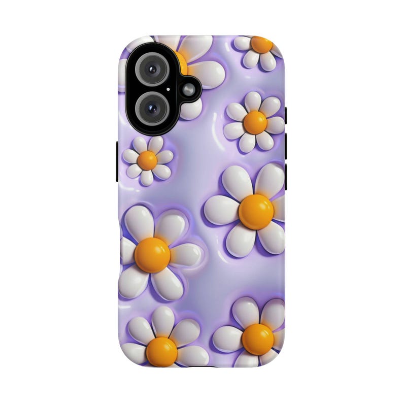 3D Daisy Phone Case | Puffy Lilac Flower Tough Case, Danish Pastel Aesthetic iPhone Samsung Cover, Cute Gift for Her image 5