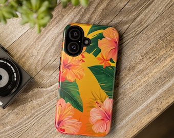 Hibiscus Phone Case | Tropical Floral Hawaiian Flower Tough Case, Summer Vibes iPhone Samsung Cover, Vacation Gift for Her
