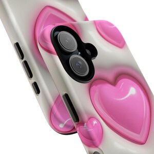 Pink 3D Heart Phone Case | Puffy Glossy Hearts Tough Case, Coquette Valentine iPhone Samsung Cover, Cute Gift for Her image 6