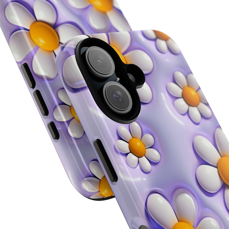 3D Daisy Phone Case | Puffy Lilac Flower Tough Case, Danish Pastel Aesthetic iPhone Samsung Cover, Cute Gift for Her image 3