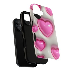 Pink 3D Heart Phone Case | Puffy Glossy Hearts Tough Case, Coquette Valentine iPhone Samsung Cover, Cute Gift for Her image 4