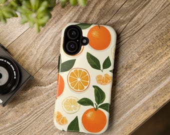 Orange Fruit Phone Case | Citrus Pattern Tough Case, Summer Mediterranean iPhone Samsung Cover, Cute Fruit Gift for Her