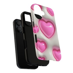 Pink 3D Heart Phone Case | Puffy Glossy Hearts Tough Case, Coquette Valentine iPhone Samsung Cover, Cute Gift for Her image 7