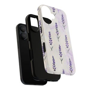 Lavender Phone Case | Watercolor Purple Botanical Floral Tough Case, Cottagecore iPhone Samsung Cover, Nature Gift for Her image 3