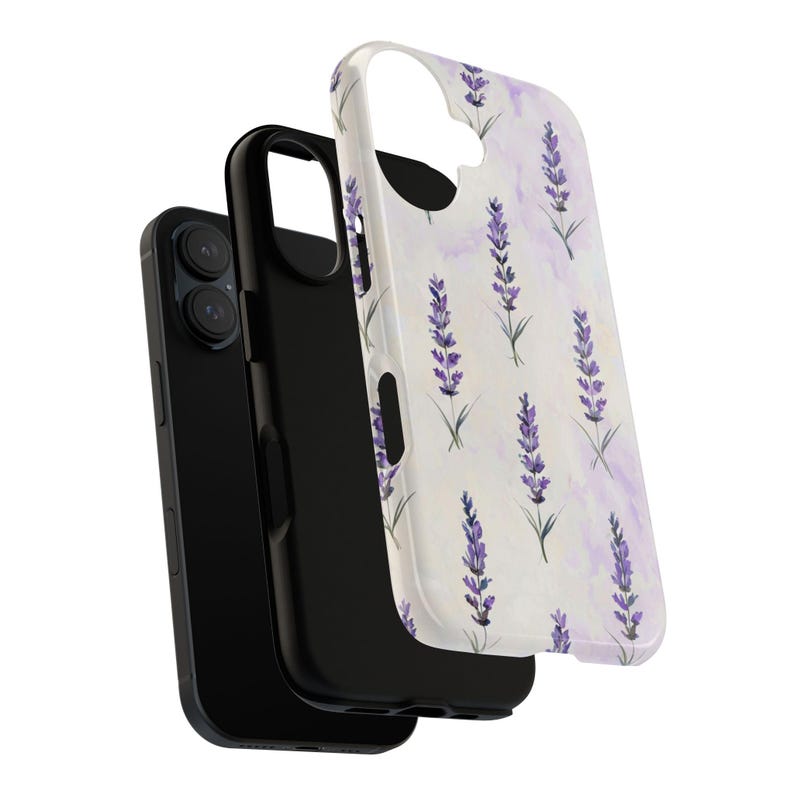 Lavender Phone Case | Watercolor Purple Botanical Floral Tough Case, Cottagecore iPhone Samsung Cover, Nature Gift for Her image 3