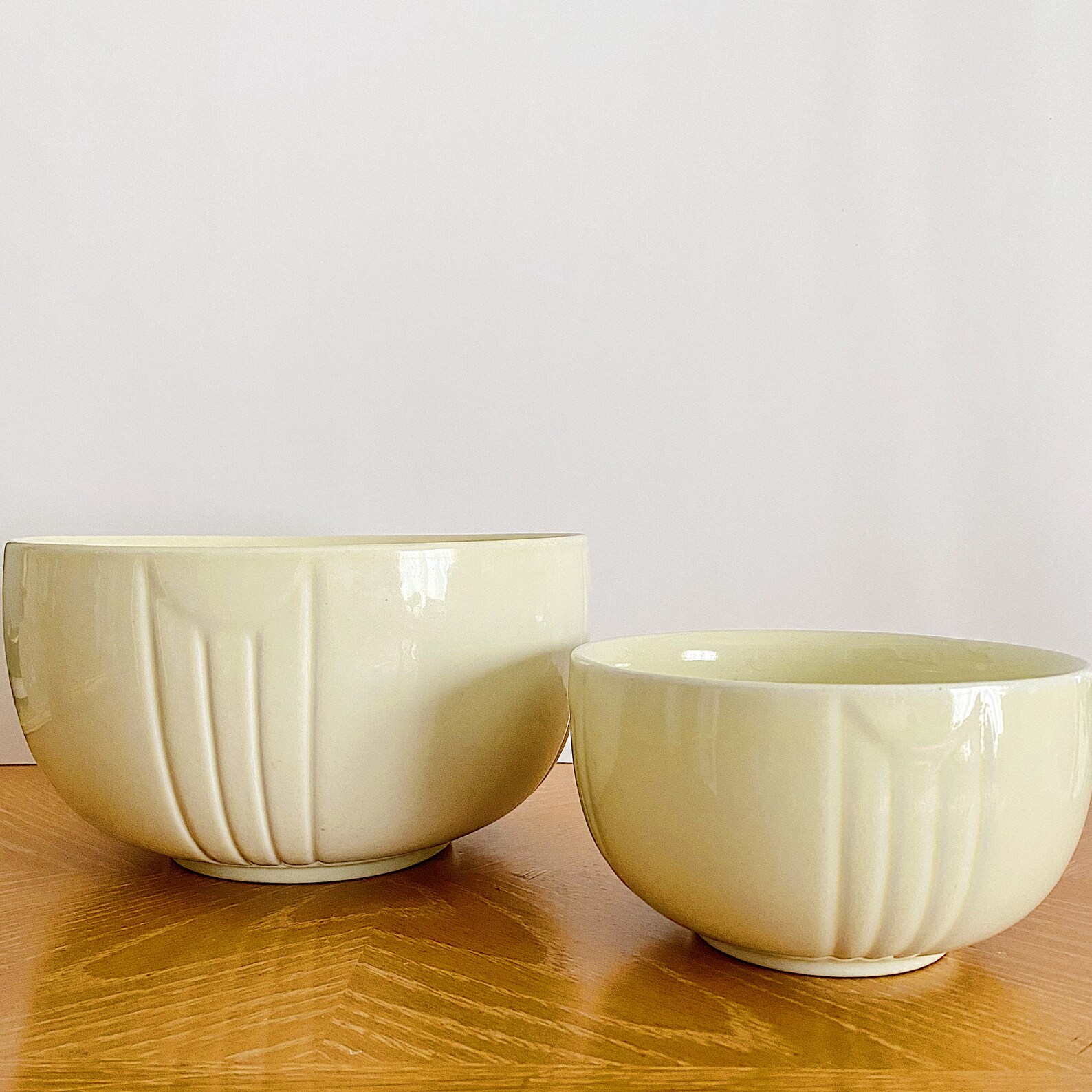 Vintage Pale Yellow Deco Hall Pottery Mixing Bowl Set of 2 | Etsy