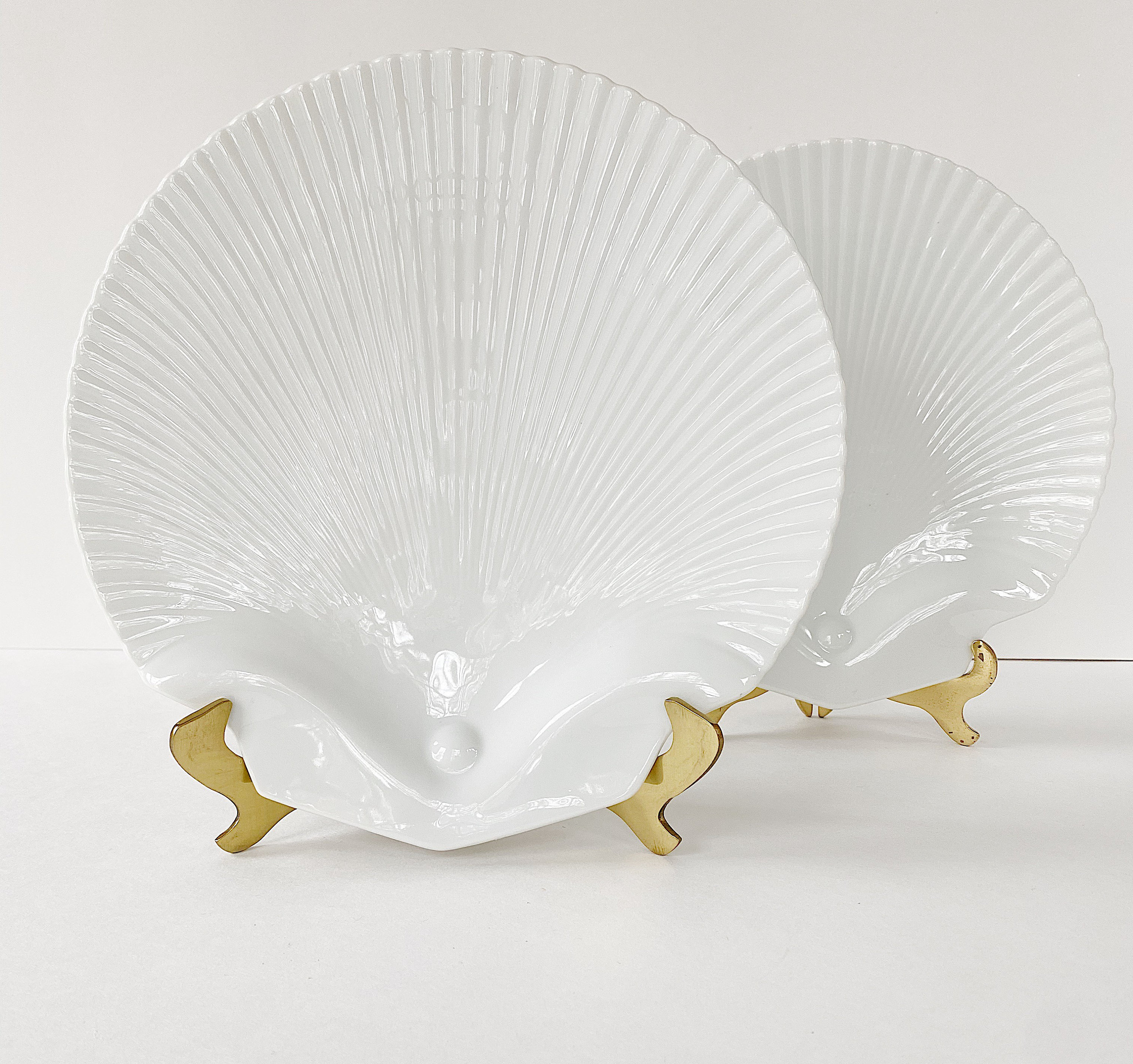 Set of Two Vintage Shell Serving Platters Etsy