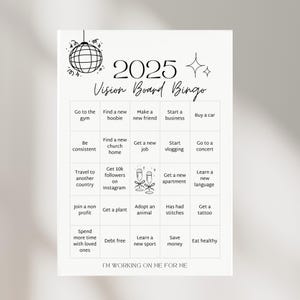 2025 Vision Board Bingo | Editable Canva Template | New Year Goals