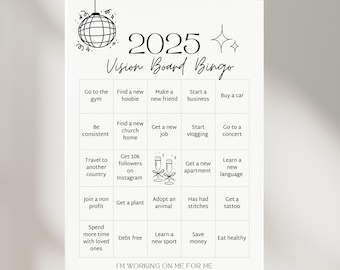 2025 Vision Board Bingo | Editable Canva Template | New Year Goals