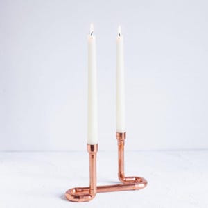 Handcrafted Copper Double Candle Holder - Handmade Copper Rustic Home Decoration