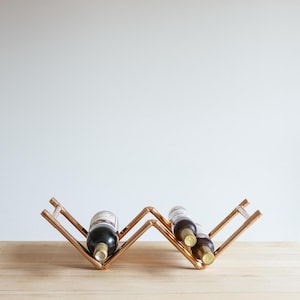 Handcrafted Copper Wine Rack – Stylish Zigzag Bottle Holder For Modern Homes