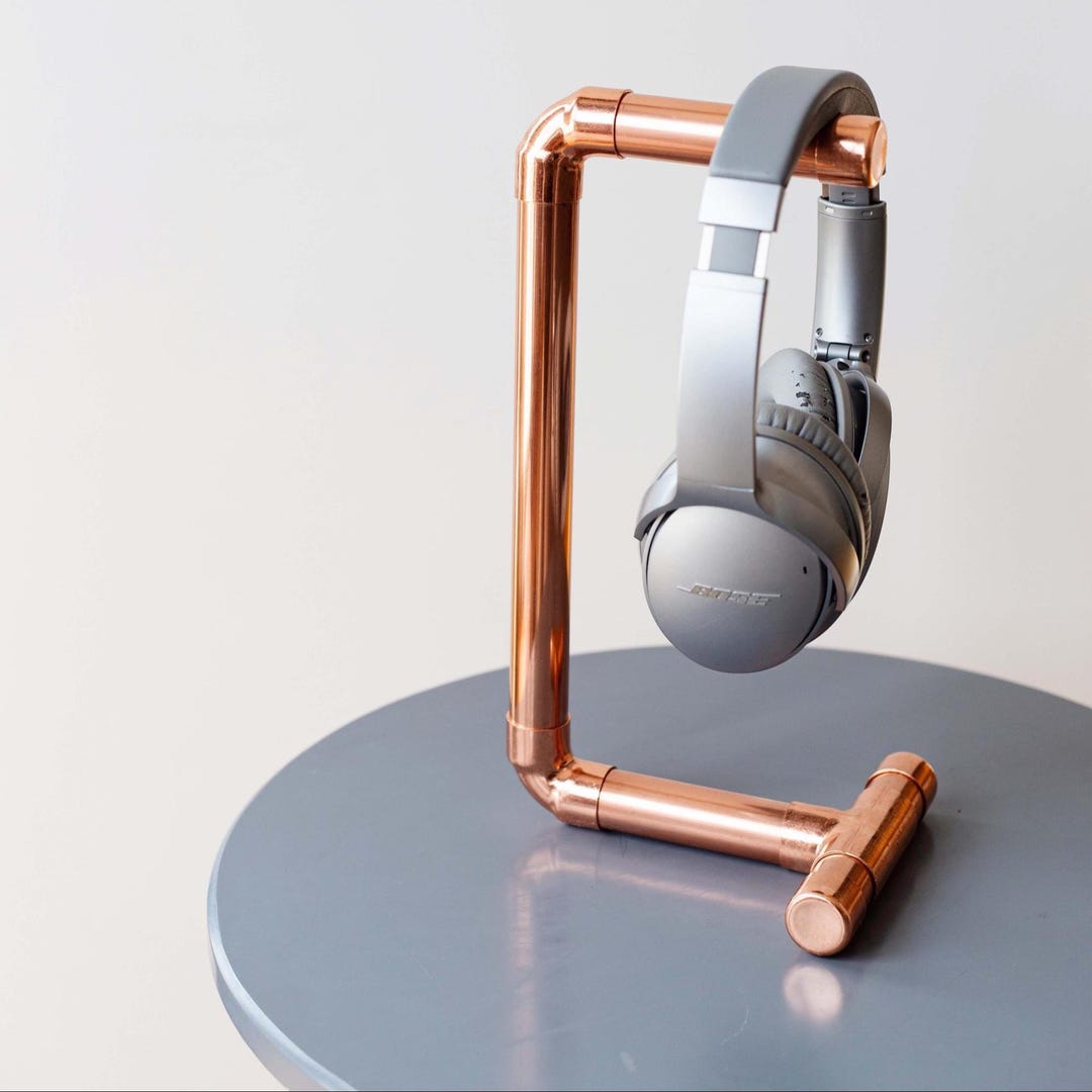 Handmade Copper Headphone Stand | Minimalist Tech Desk Decor - Etsy